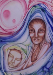 MOTHER LOVE1988 Watercolor 16" X 20"